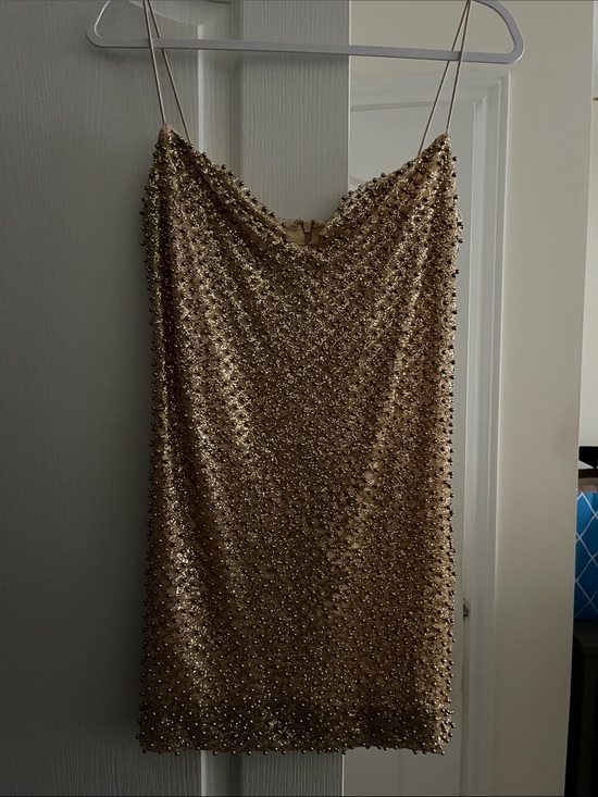 Oh Polly Dresses & Skirts - Oh Polly Gold Beaded Spaghetti Strap Mini Dress